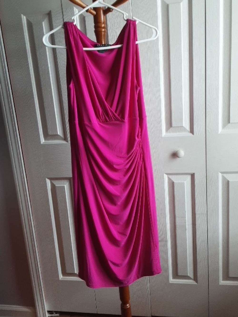 Ralph Lauren Magenta Draped Midi Dress